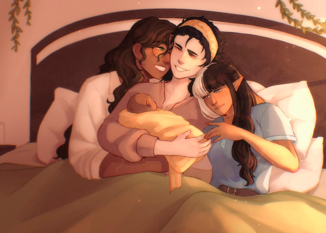 3 Person rendered + complex background