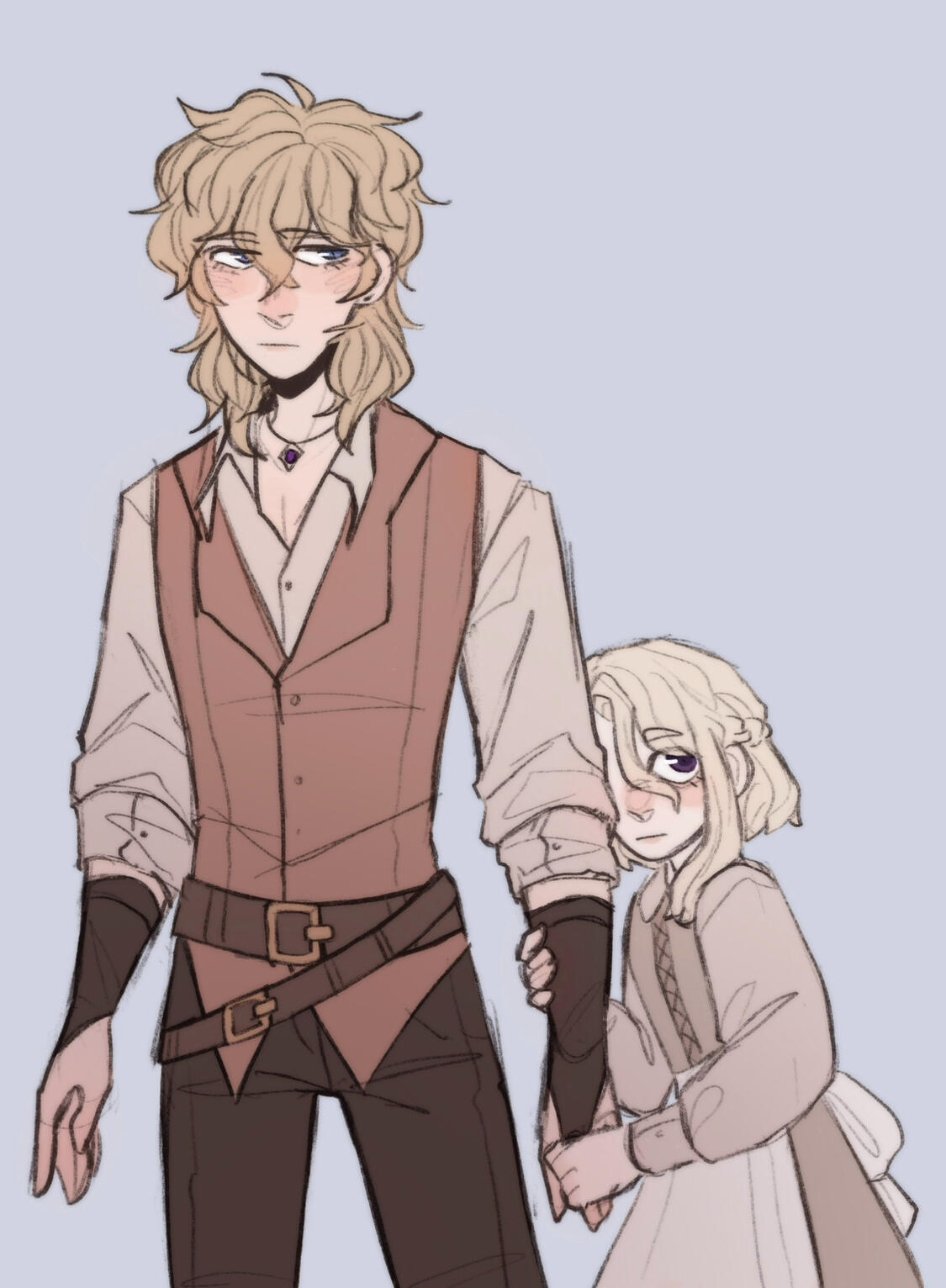 2 Person halfbody colored lineart